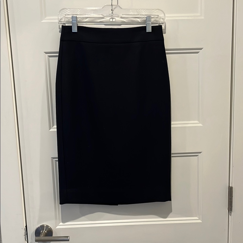 Elegant 100% Wool Navy Pencil Skirt